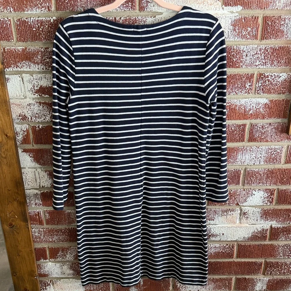 J. Crew Classic Navy and White Striped Long Sleeve Nautical Preppy Dress Sz XS